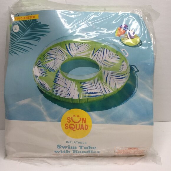 Sun Squad 33" Inflatable Swim Tube Handles Green Pool Beach Sea Fun Summer - Picture 1 of 4